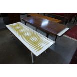 A Formica coffee table and a teak coffee table