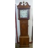 A 19th Century oak 30-hour longcase clock, the painted dial signed Aris, Uppingham