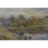 William Wilde (1826-1901), River Trent at Beeston, Nottingham, watercolour, 33 x 48cms, framed,