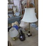 Five assorted table lamps