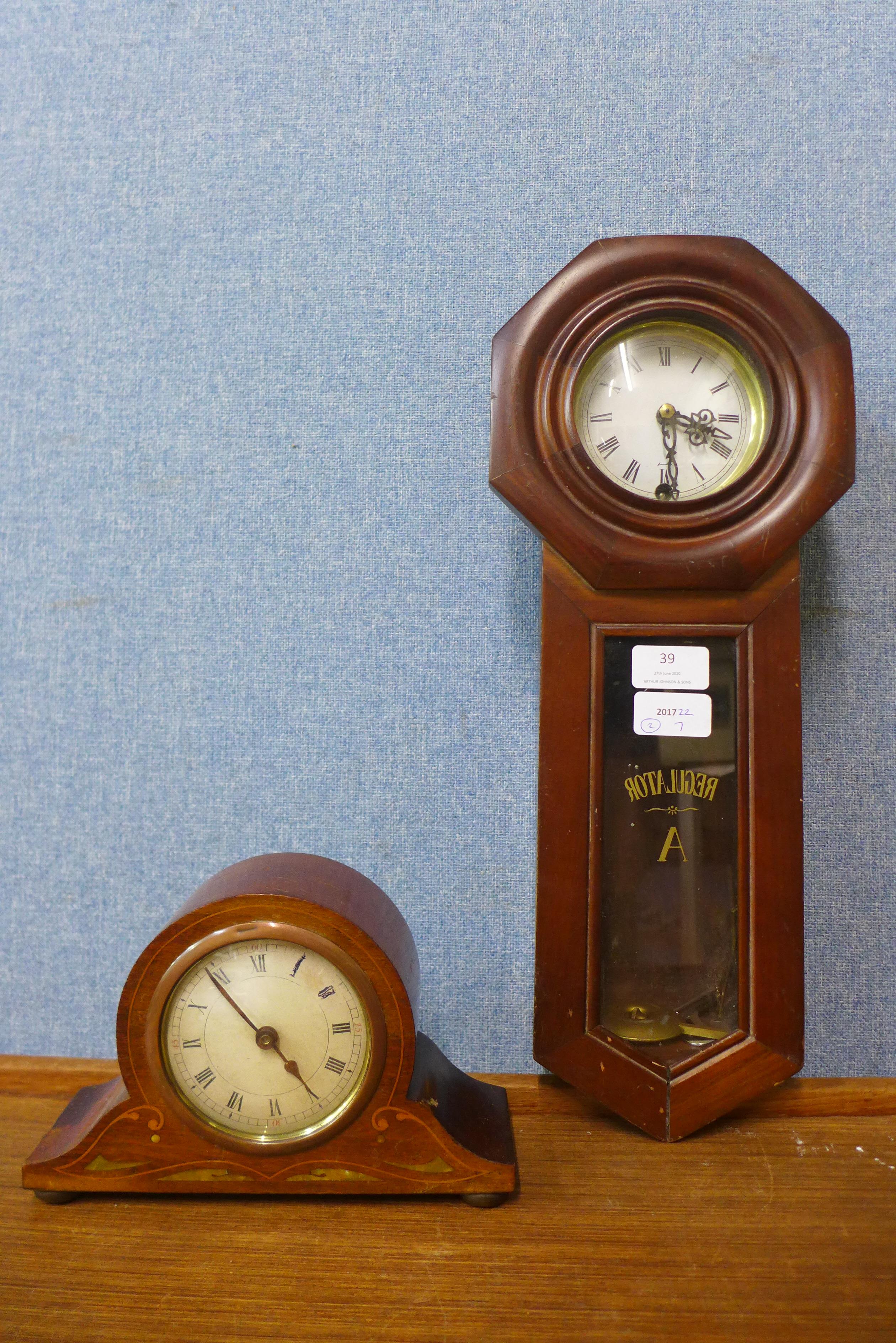 A walnut Regulator A wall clock and a walnut timepiece