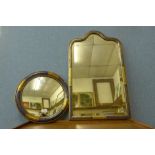 Two cobalt blue and parcel gilt framed mirrors