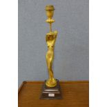 An Art Deco style gilt metal figural table lamp