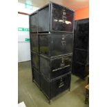 A large steel double sided deed box cabinet