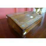 A Victorian rosewood and mother of pearl inlaid writing slope