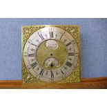 An 18th Century brass longcase clock dial, signed Boot, Sutton Ashfield