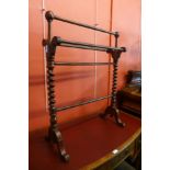 A Victorian mahogany towel rail