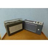 Two vintage radios; Hacker Sovereign II and HMV Diplomat