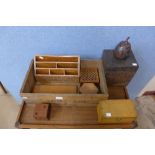 Assorted wooden boxes, etc