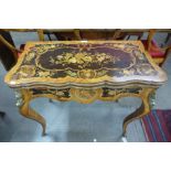 A 19th Century rosewood, marquetry inlaid and ormolu mounted fold-over card table