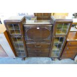 An oak side by side bureau bookcase