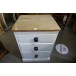 A Victorian painted pine three drawer chest