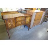 An inlaid mahogany serpentine sideboard and a walnut stereogram