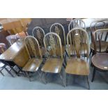 A set of six beech wheelback chairs