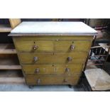 A Victorian pine and marble topped chest of drawers