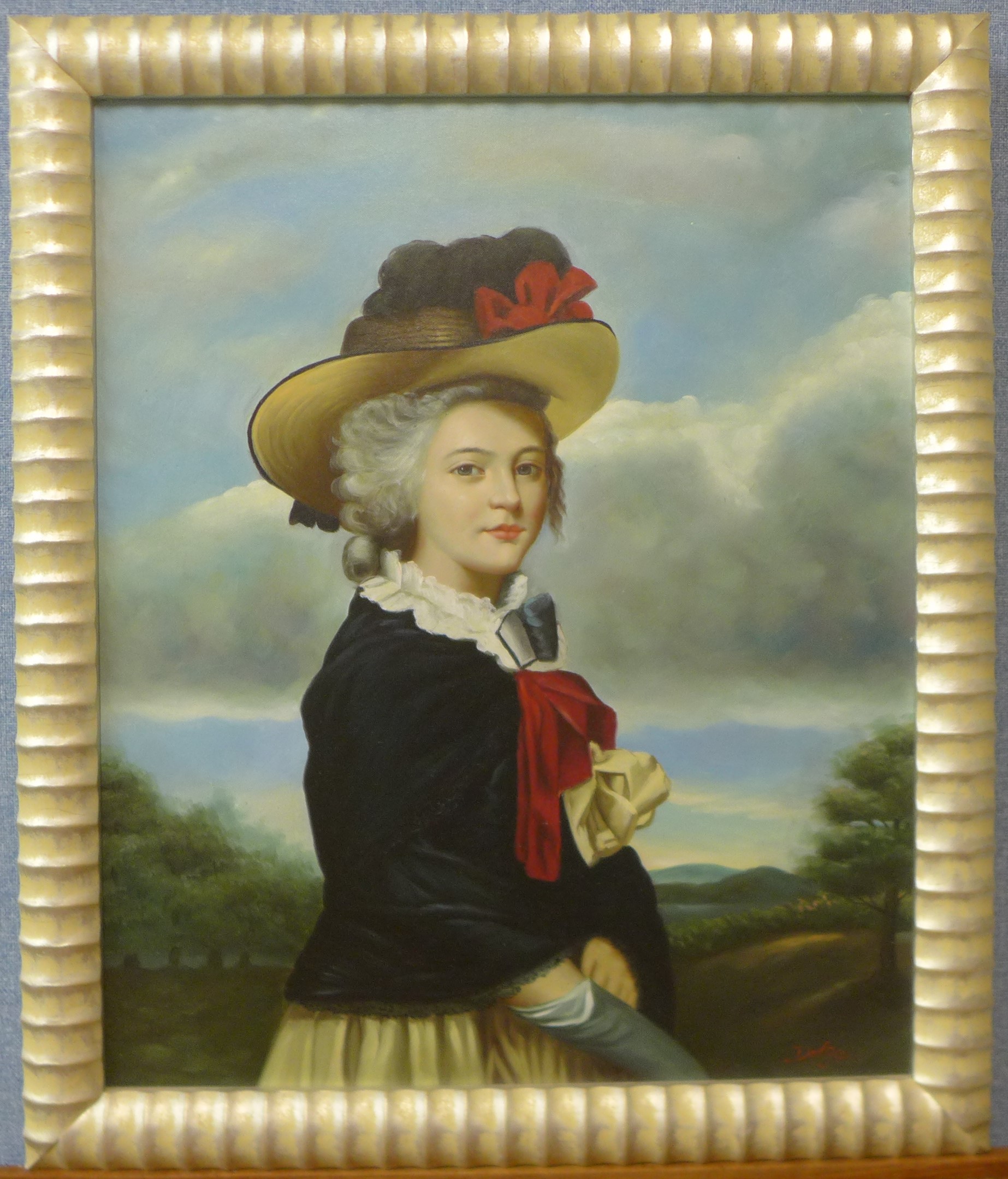 * Dodge, portrait of an American noble lady, oil on canvas, 59 x 49cms, framed - Image 2 of 2