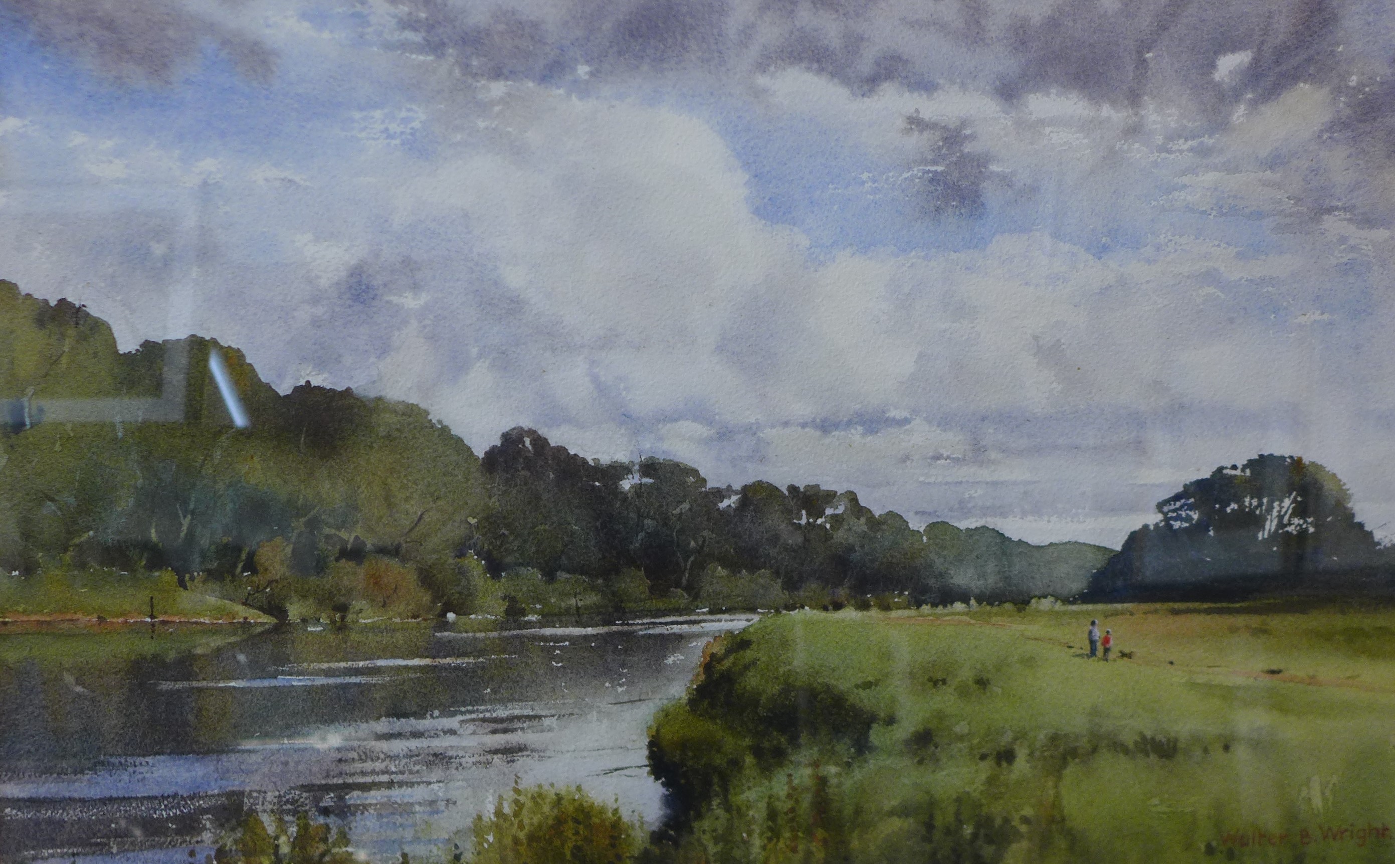 Walter B. Wright, The Trent, Caythorpe, Nottingham, watercolour, 33 x 52cms, framed