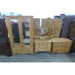 An Edward VII satin birch three piece bedroom suite