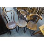 A pair of early 20th Century bentwood chairs and one other