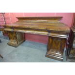 A large Victorian mahogany breakfront pedestal serving table