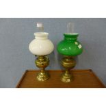 Two brass oil lamps