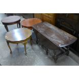 Four assorted coffee tables