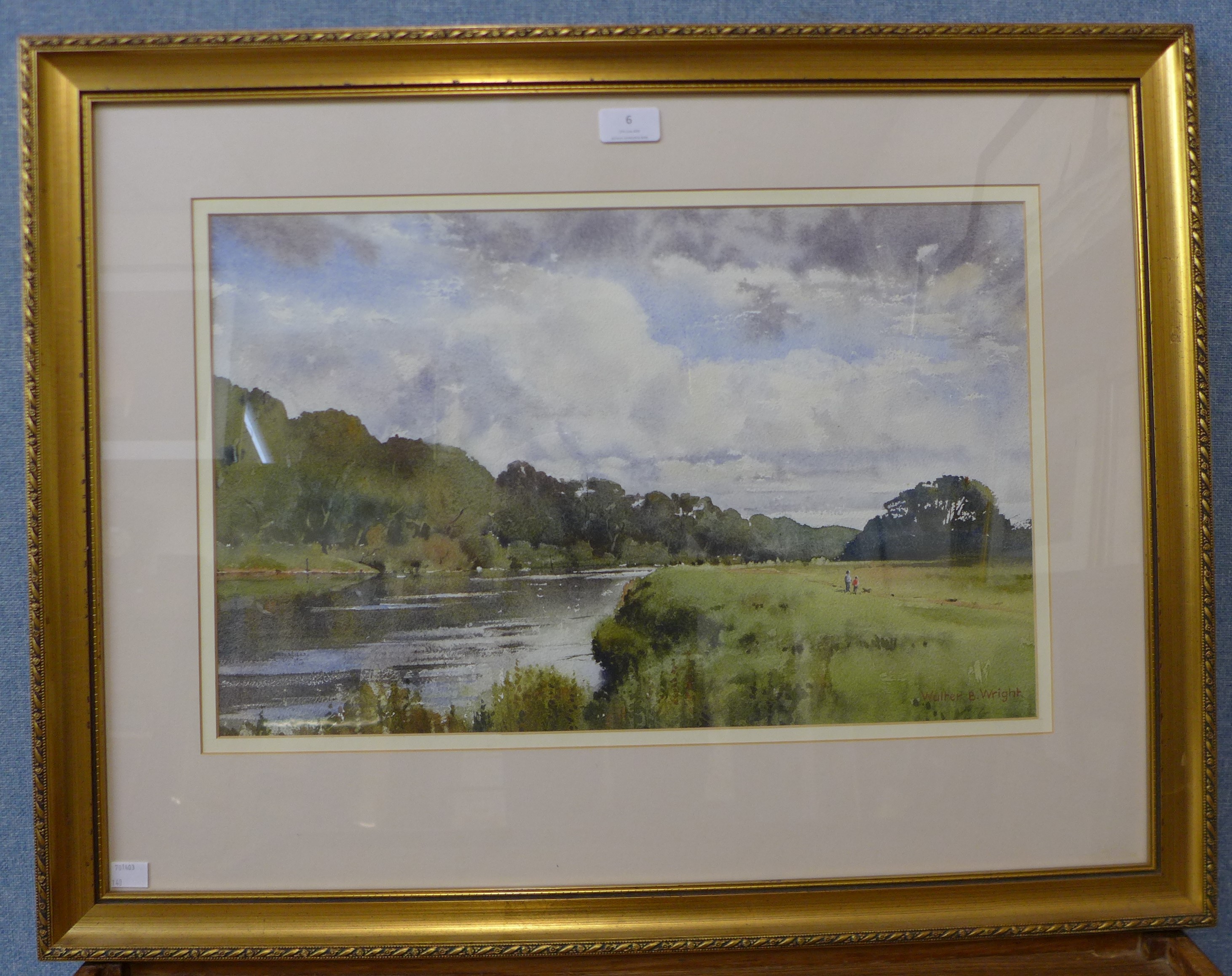 Walter B. Wright, The Trent, Caythorpe, Nottingham, watercolour, 33 x 52cms, framed - Image 2 of 3