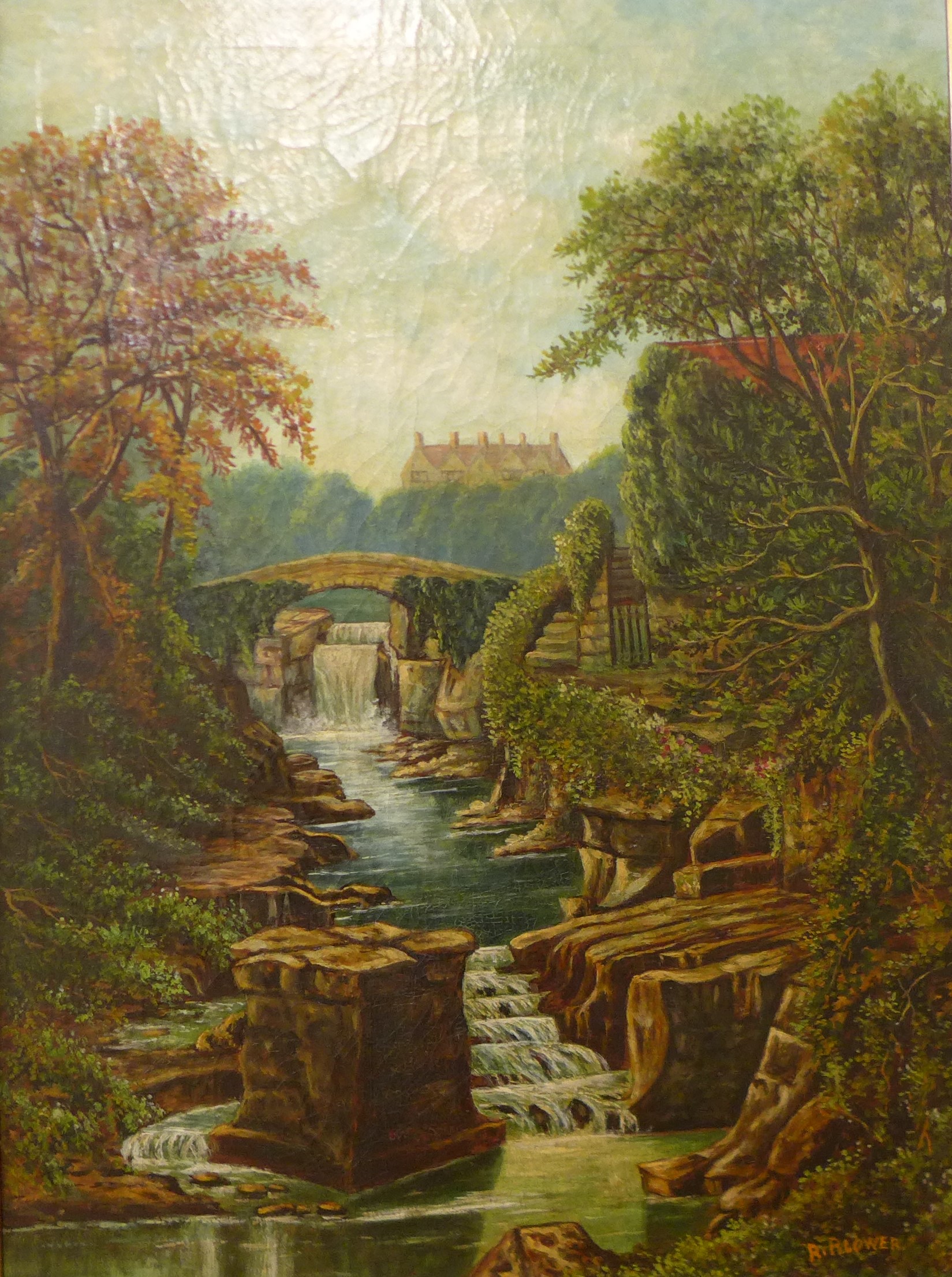 R. Blower, Stepping Stones and Jesmond Dene, oil on canvas, 60 x 44cms, framed - Image 2 of 3