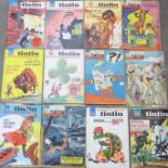 A collection of thirty-five Tintin French edition comics, 1960's