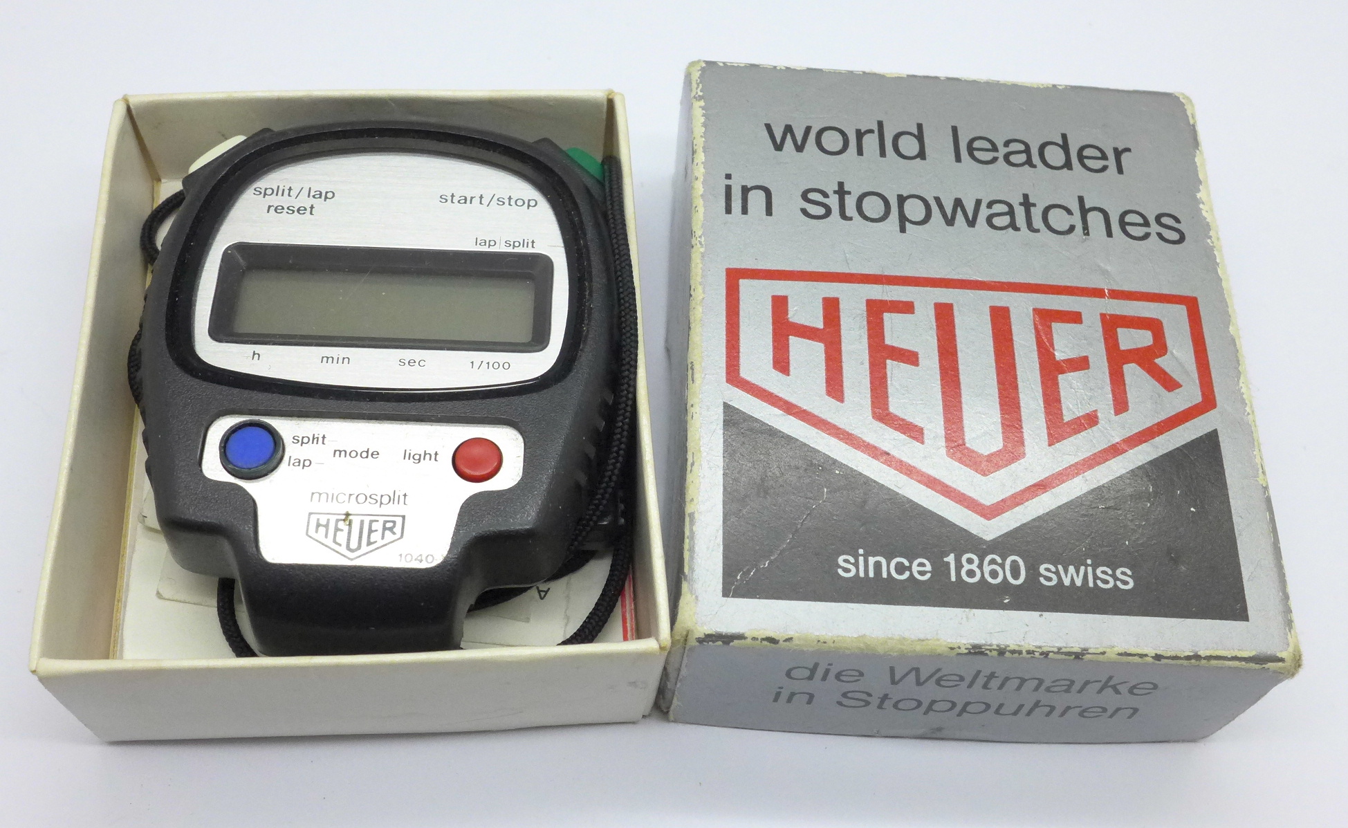 A Heuer stopwatch, model 1040, with box
