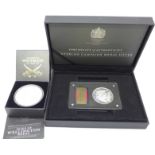 A commemorative Waterloo Campaign Medal Silver, boxed, and a Duke of Wellington medal in bronze
