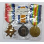 A trio of WWI medals;- 1050 Spr. J.A. Gratton R.E.