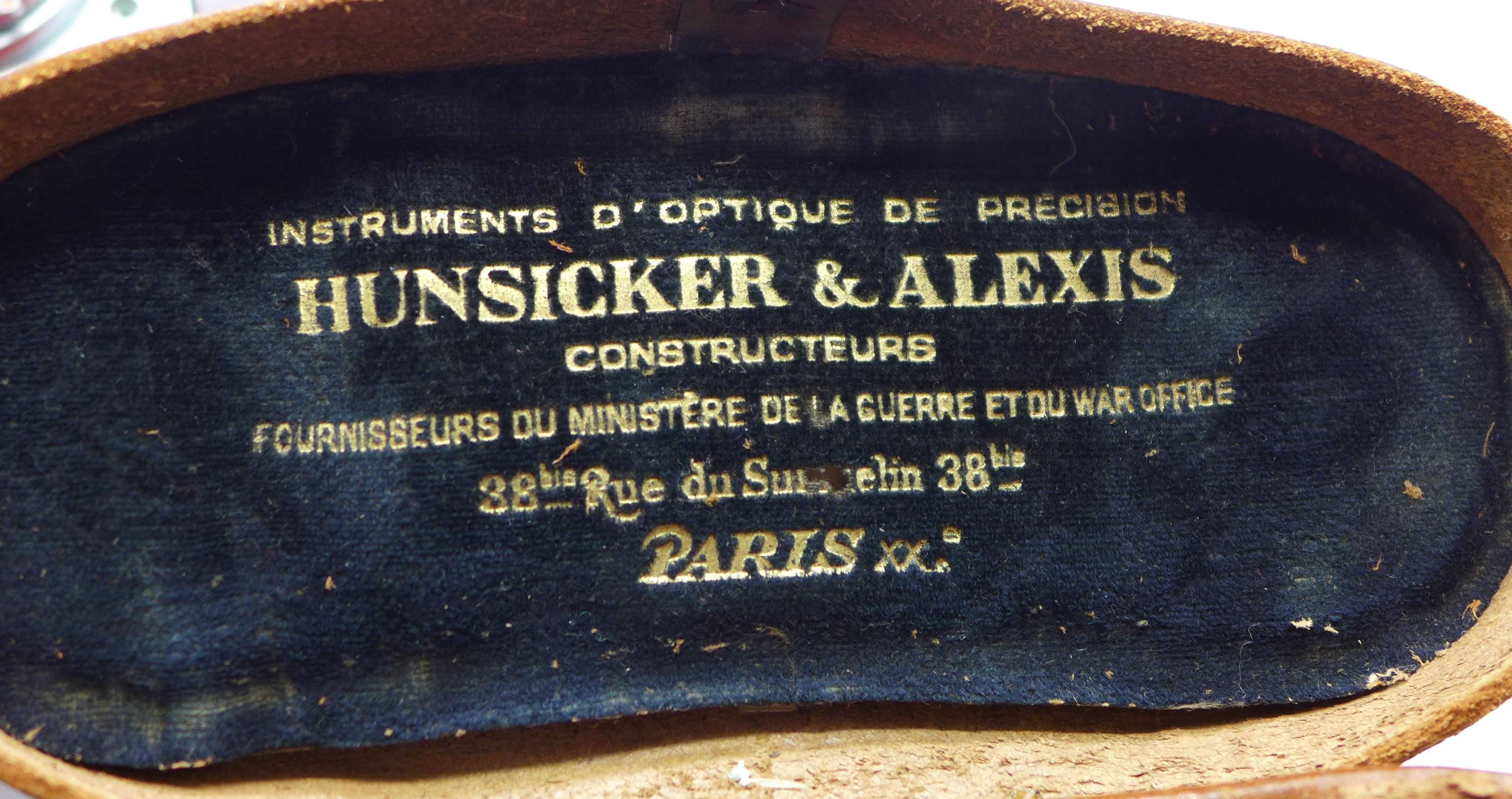 A pair of military issue binoculars, Hunsicker & Alexis, Paris, and an Ilford Sportsman camera - Image 5 of 5