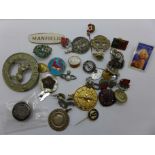 A silver tortoiseshell Royal Engineers brooch, assorted badges, etc.