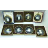 A collection of nine framed cameos, Peter Bates studio