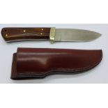 A B. Sampson of Sheffield hunting knife, with leather scabbard