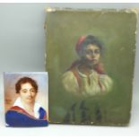 A 19th Century oil on canvas of gypsy girl, signed, Ida F. Kinsey after T. Neville Spang and a
