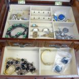 A jewellery box and costume jewellery