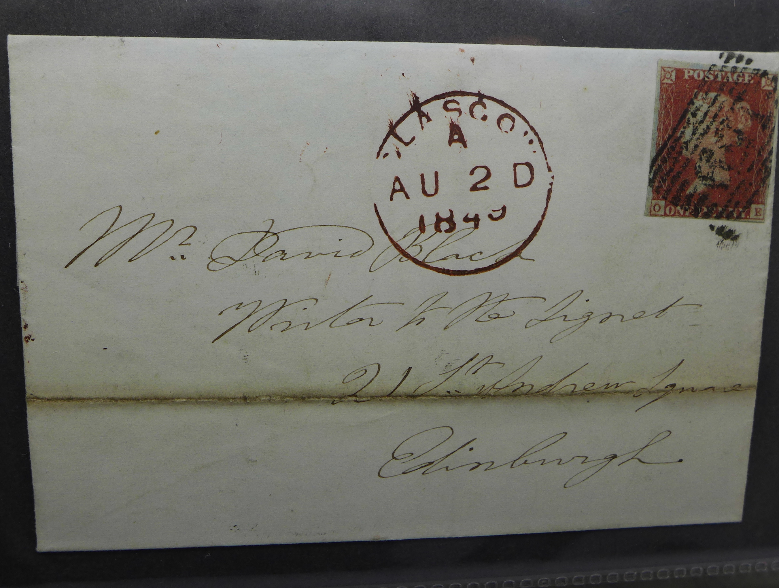 Stamps; GB postal history in album in 6 pre-stamp covers, 7 red imperforate covers, etc. (52 items) - Image 4 of 8