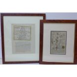 Two framed 18th Century maps, Nottinghamshire and Northamptonshire