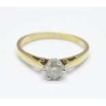 A 9ct gold, diamond solitaire ring, 2g, O