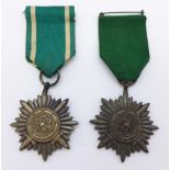 Two WWII German Ostvolk medals, (Eastfolk), 'bronze' and 'silver'