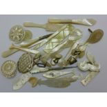 Assorted mother of pearl items