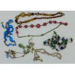 Seven vintage necklaces