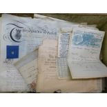 A box of Indentures, letter heads and other ephemera