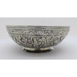 An Eastern white metal bowl, diameter 12cm