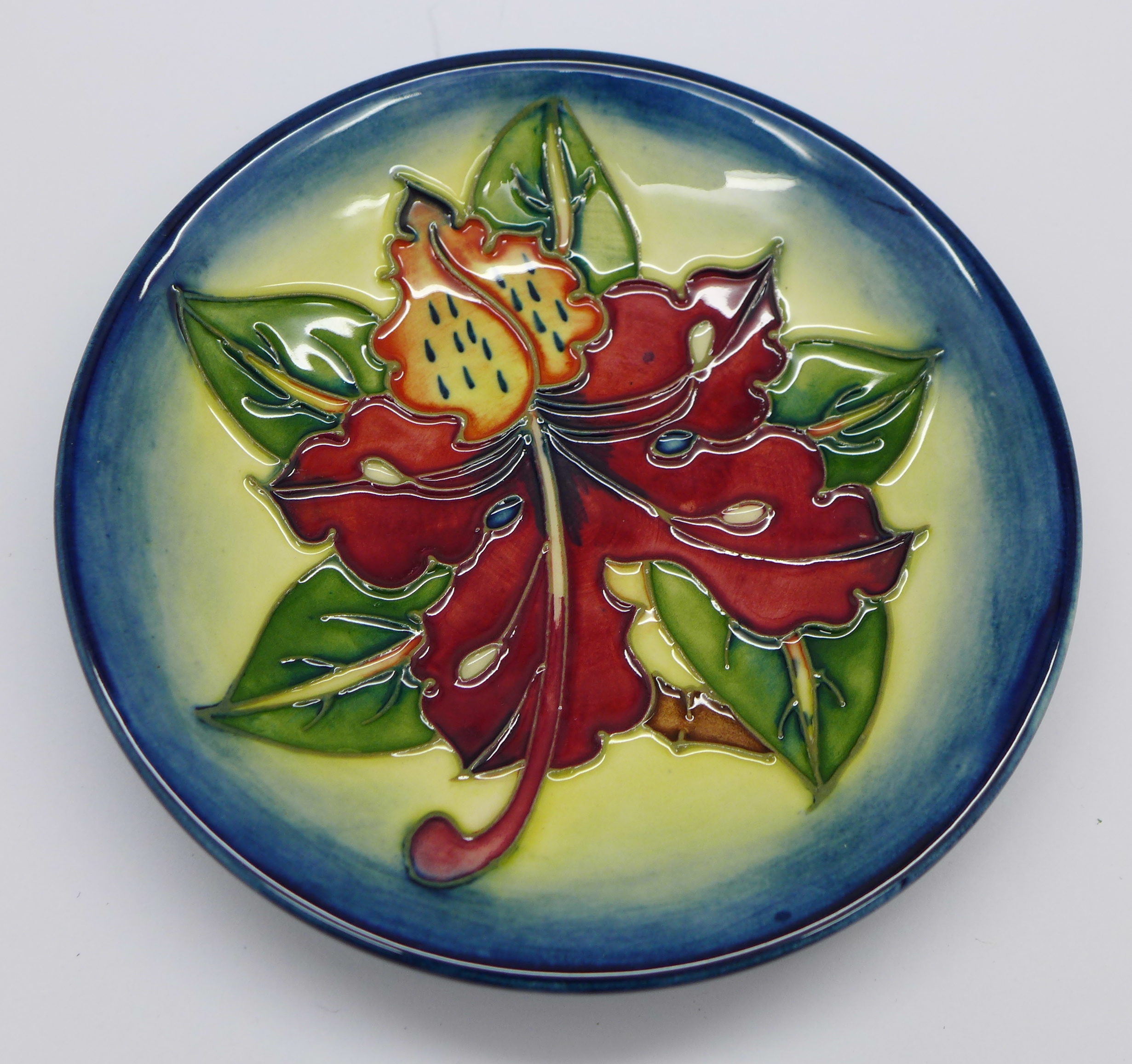 A Moorcroft Simeon dish, with box