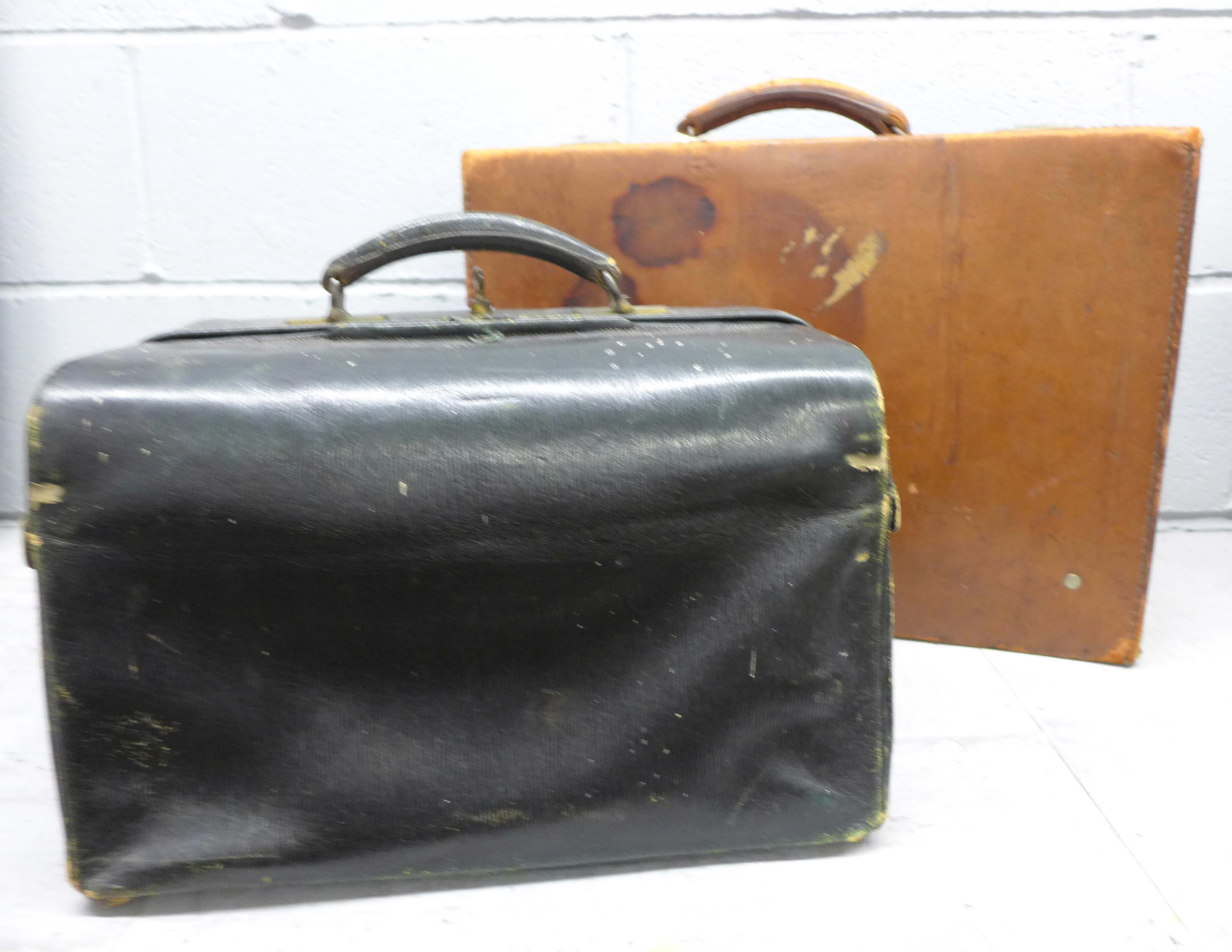 Two Victorian leather cases **PLEASE NOTE THIS LOT IS NOT ELIGIBLE FOR POSTING AND PACKING**