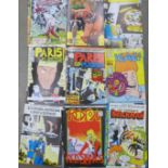 A collection of thirty-eight comics, including Harrier Comics