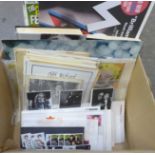 Music memorabilia - box of assorted items including ticket stub for Rolling Stones (Roundhay Park